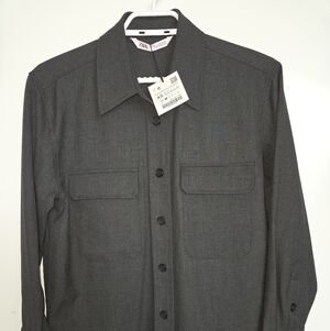 New Zara Charcoal Button-Up Shirt
